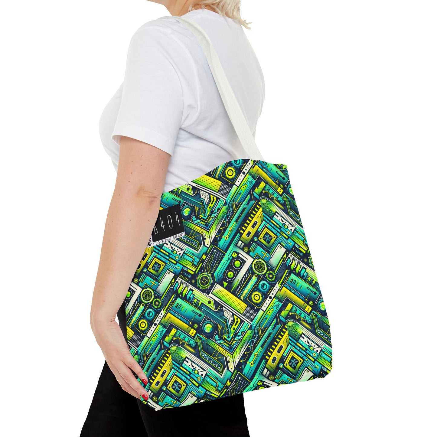 Tech-Infused Neon Tech-Forward Streetwear Tote Bag - 8404 Design-52