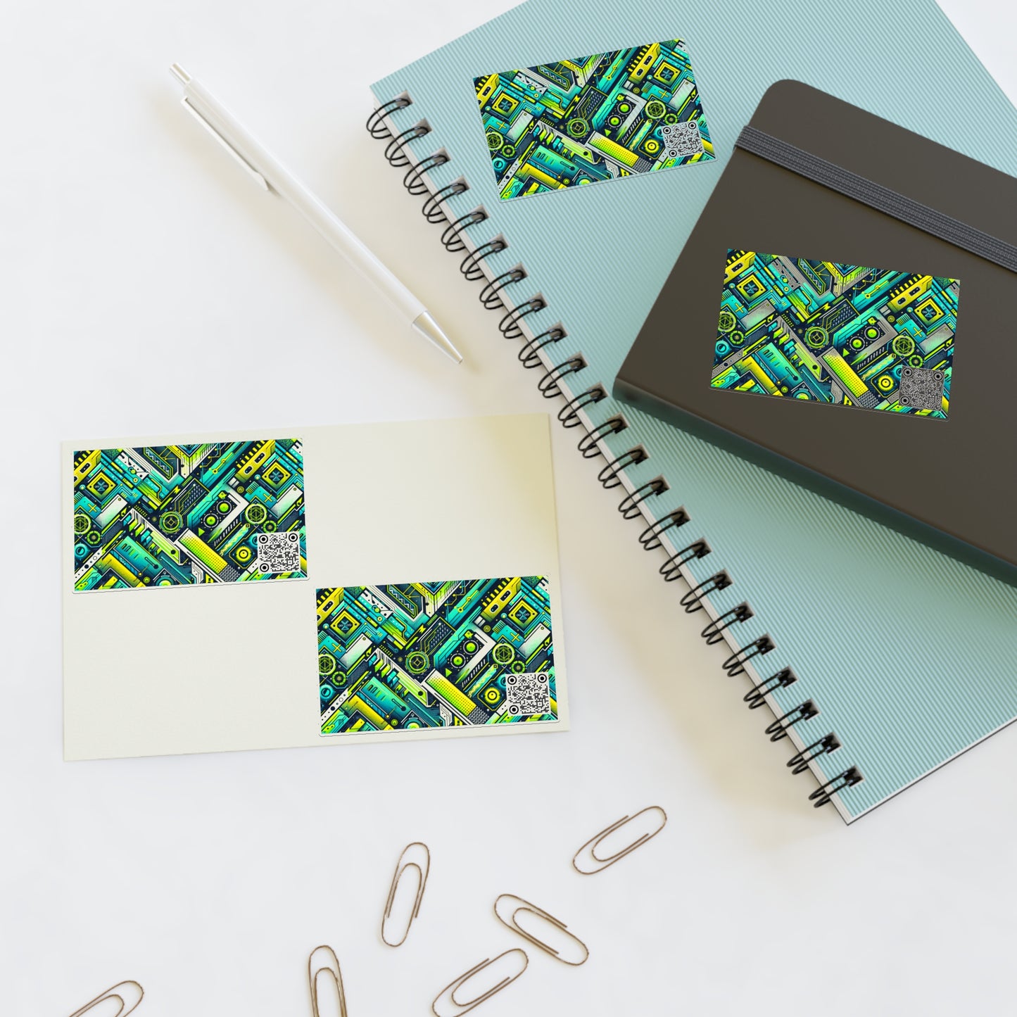 Tech-Infused Neon Tech-Forward Streetwear Sticker Sheets - 8404 Design-52