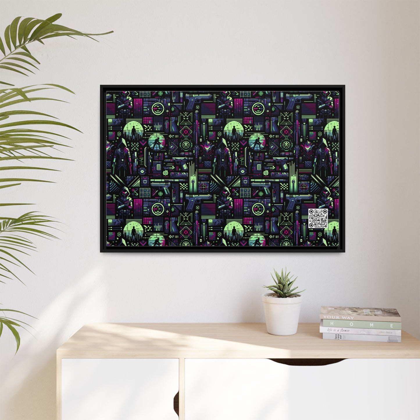 Tech Noir Futuristic Cyberpunk Matte Canvas, Framed (multi-Color) - 8404 Design-63 A