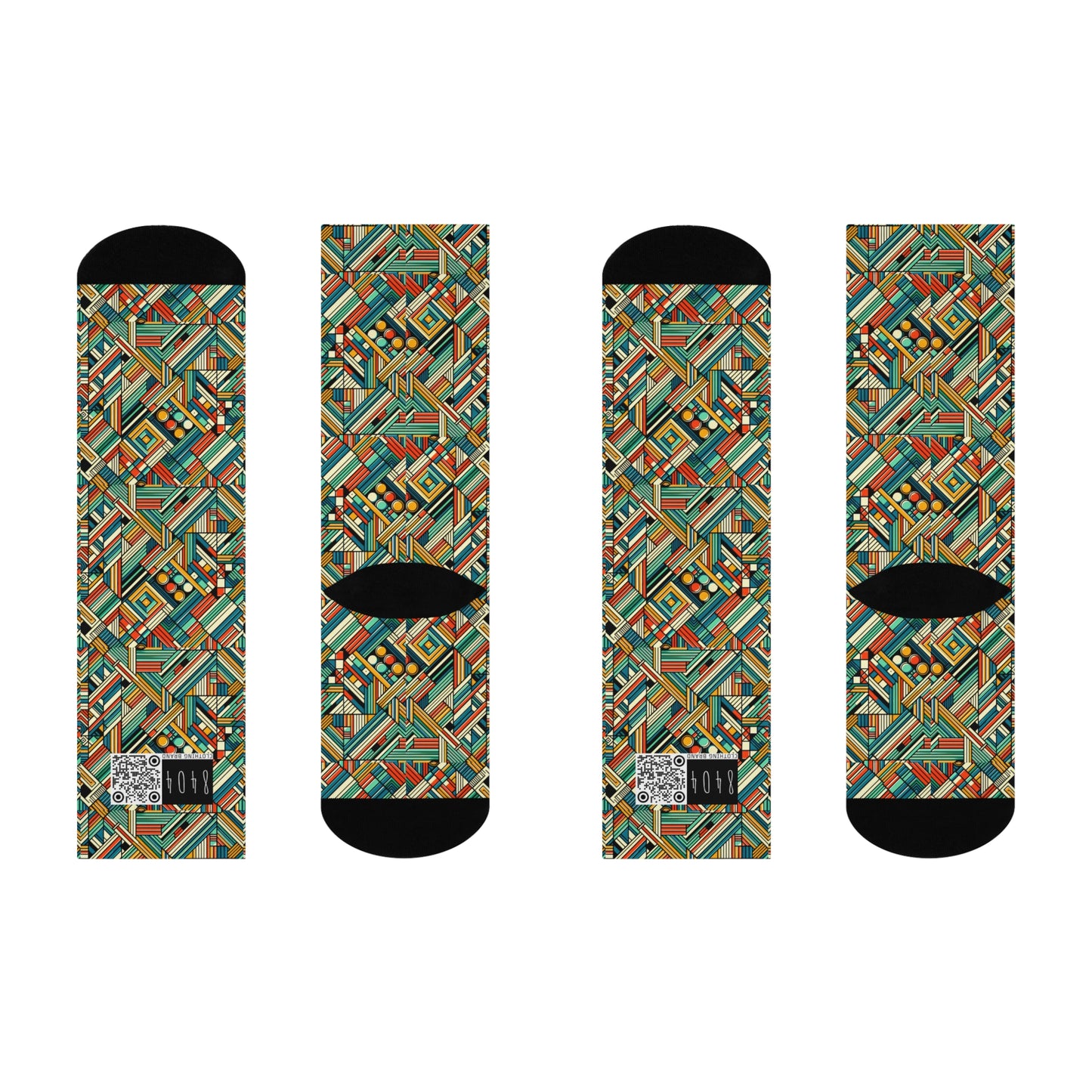 Abstract Graphic Art Modern Artistic Expression Cushioned Crew Socks - 8404 Design-67