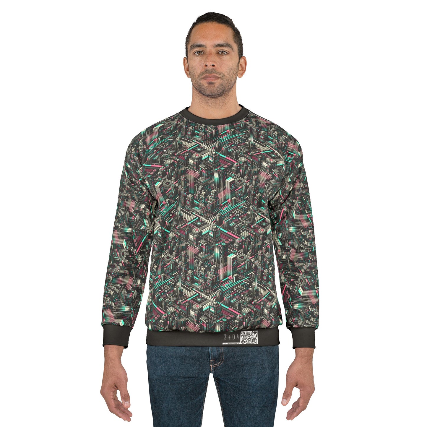 Digital Dreamland Tech-Inspired Streetwear Sweatshirt - 8404 Design-51