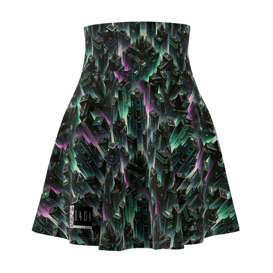 Tech Noir Aesthetics Tech-Forward Urban Dystopia Women's Skater Skirt - 8404 Design-44
