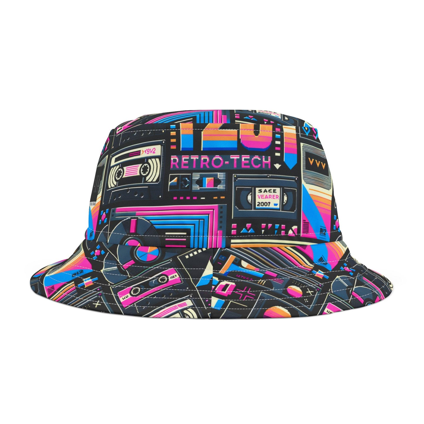 Digital Nostalgia Tech-Inspired Retro Fusion Bucket Hat - 8404 Design-65