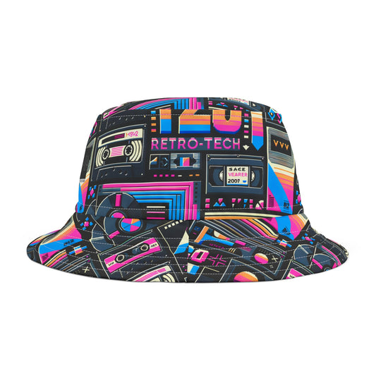 Digital Nostalgia Tech-Inspired Retro Fusion Bucket Hat - 8404 Design-65
