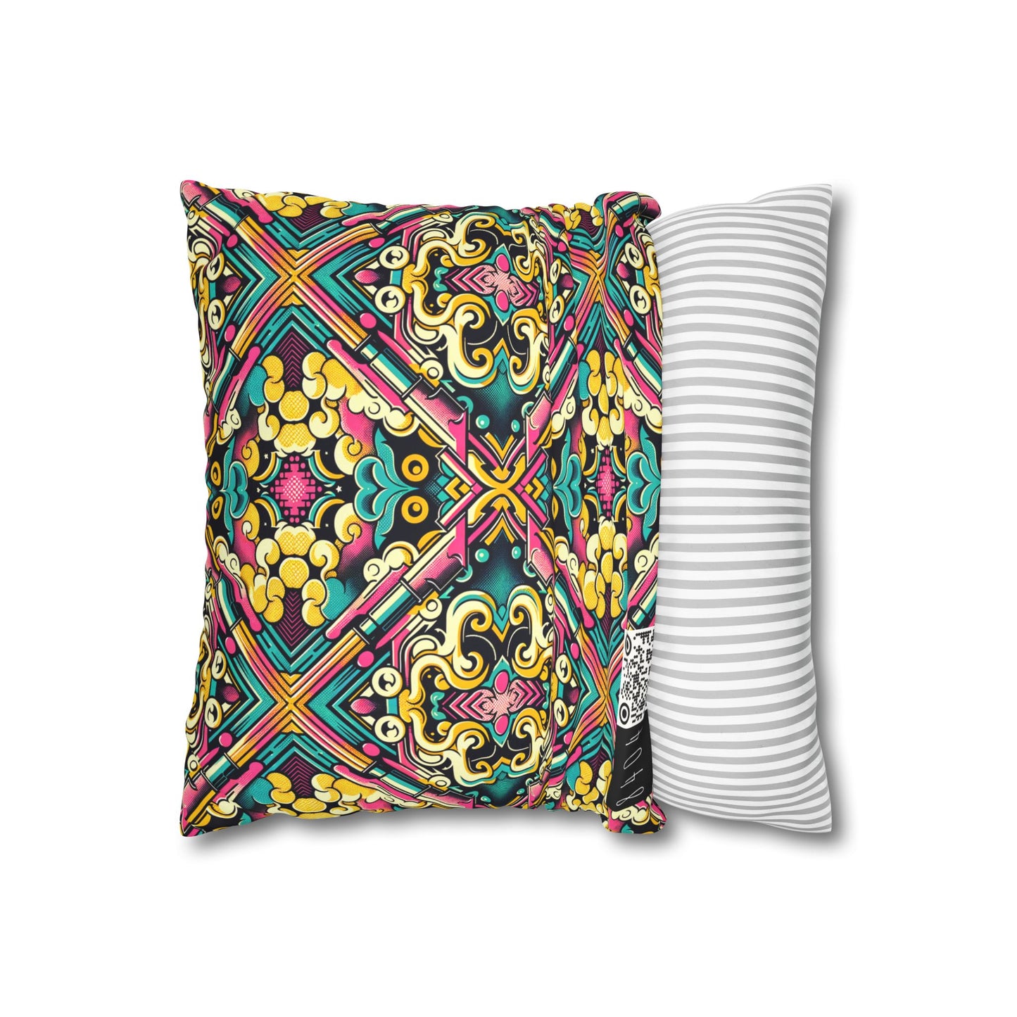 Neon Pop Art Revival Pop Culture Retro Faux Suede Square Pillowcase - 8404 Design-59