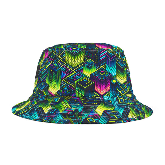 Tech-Infused Neon Tech-Forward Streetwear Bucket Hat - 8404 Design-65