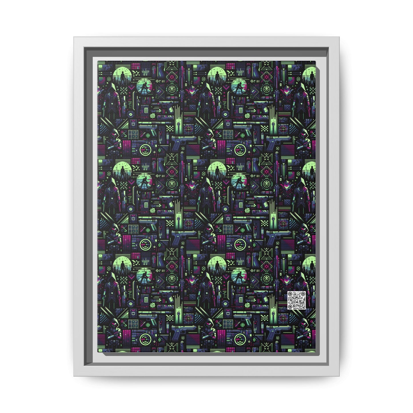 Tech Noir Futuristic Cyberpunk Matte Canvas, Framed (multi-Color) - 8404 Design-63 A