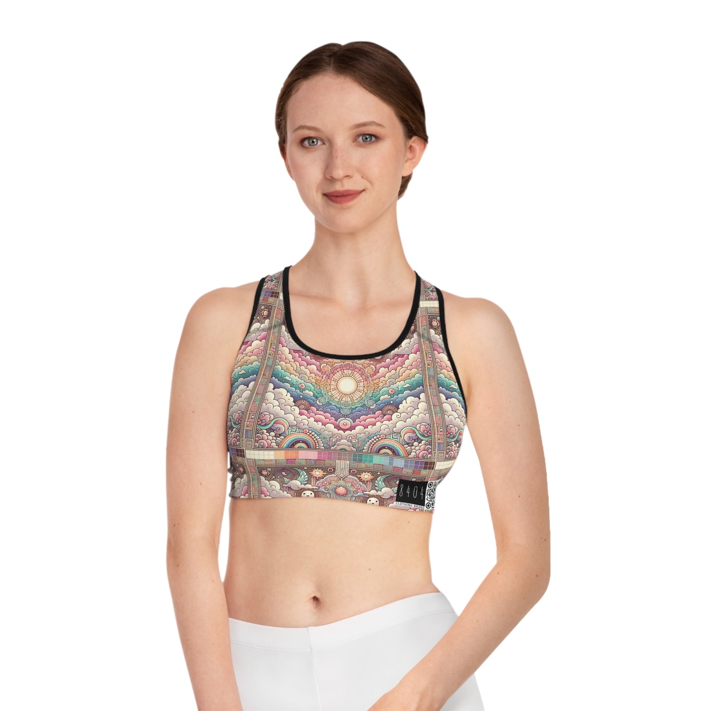 Digital Dreamland Whimsical and Nostalgic Streetwear With a Digital Twist Sports Bra - 8404 Design-56
