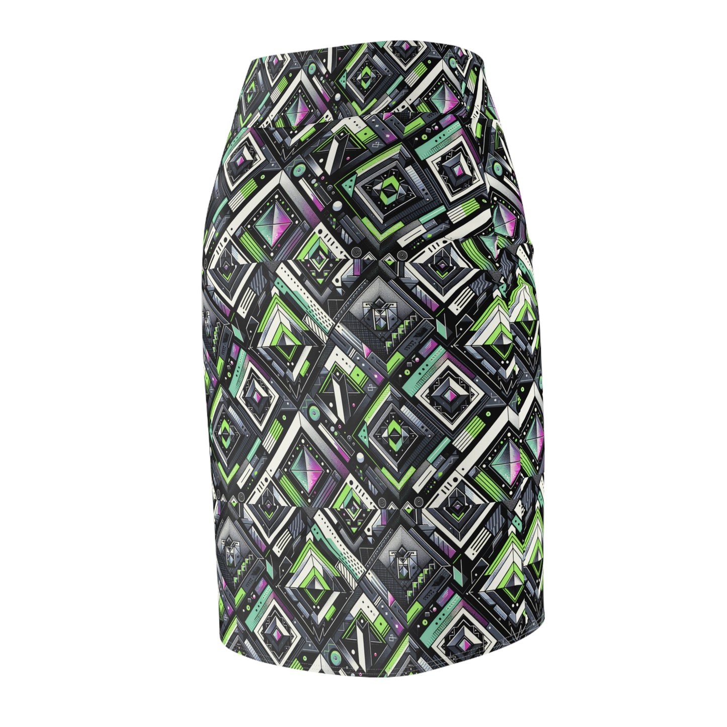 Retro Futurism Graphics Tech-Forward Streetwear Women's Pencil Skirt - 8404 Design-48