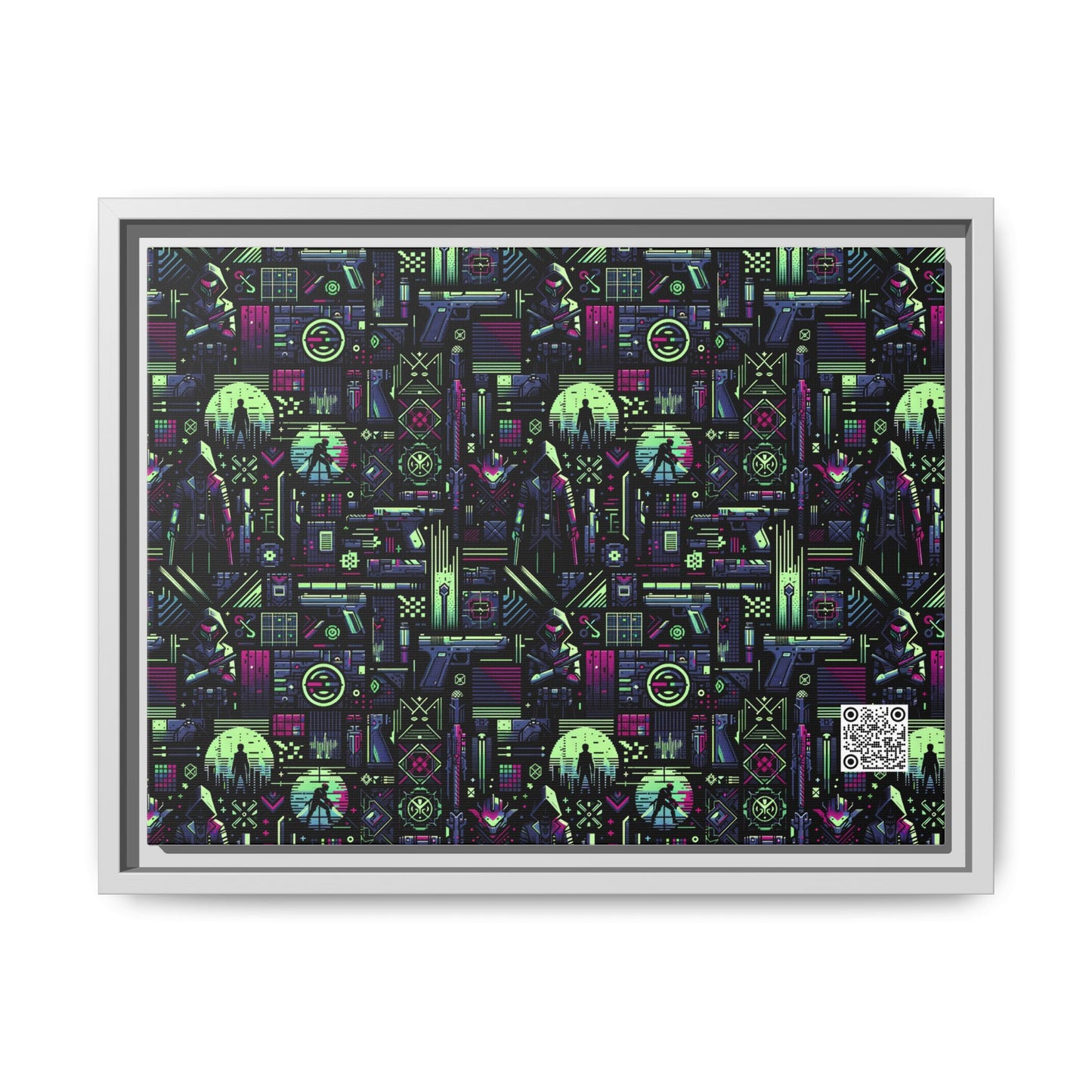 Tech Noir Futuristic Cyberpunk Matte Canvas, Framed (multi-Color) - 8404 Design-63 A