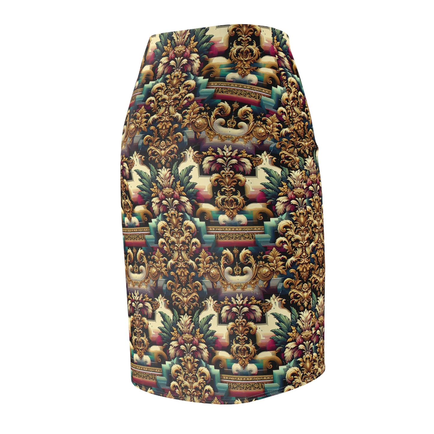 Digital Renaissance Modern Baroque Fusion Women's Pencil Skirt - 8404 Design-60