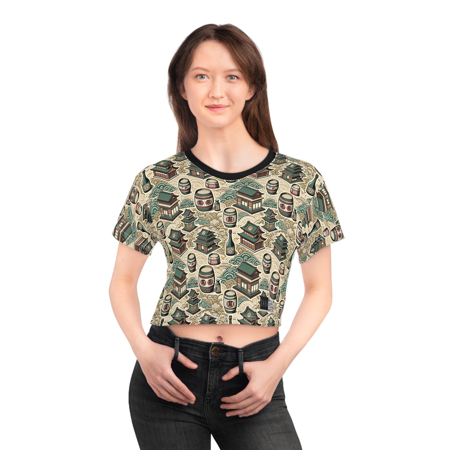 Cultural Artisanal Fusion Contemporary Cultural Elegance Crop Tee - 8404 Design-68