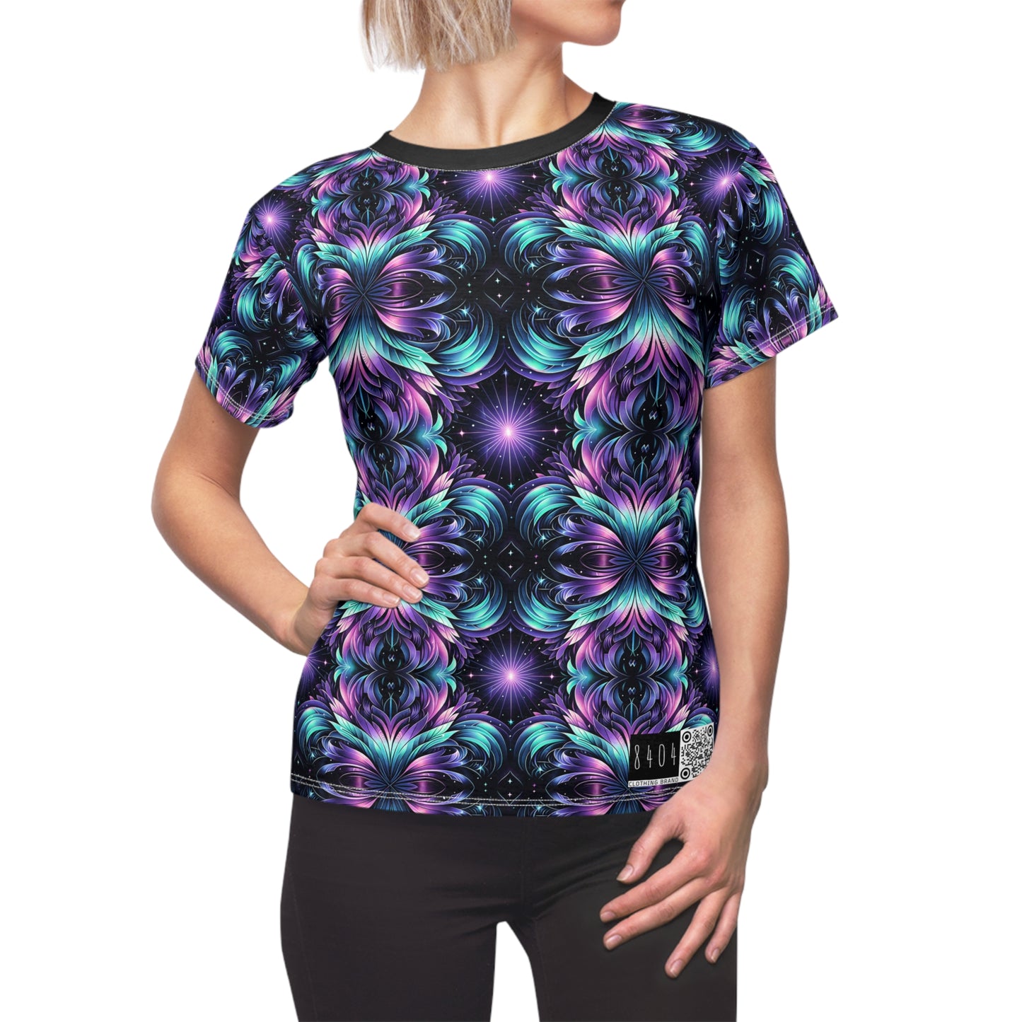 Iridescent Dream Futuristic Tech Women's Cut & Sew Tee - 8404 Design-60