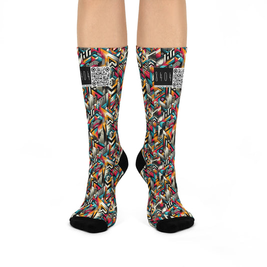 Graffiti Revival Urban Street Art Cushioned Crew Socks - 8404 Design-62