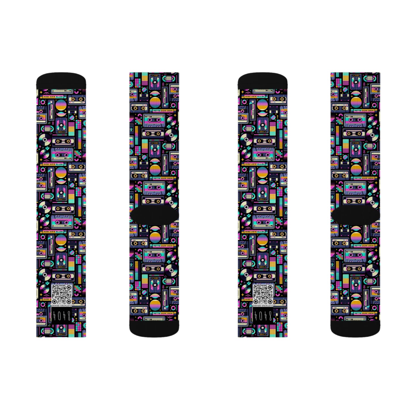 Digital Nostalgia Tech-Inspired Retro Fusion Sublimation Socks - 8404 Design-48