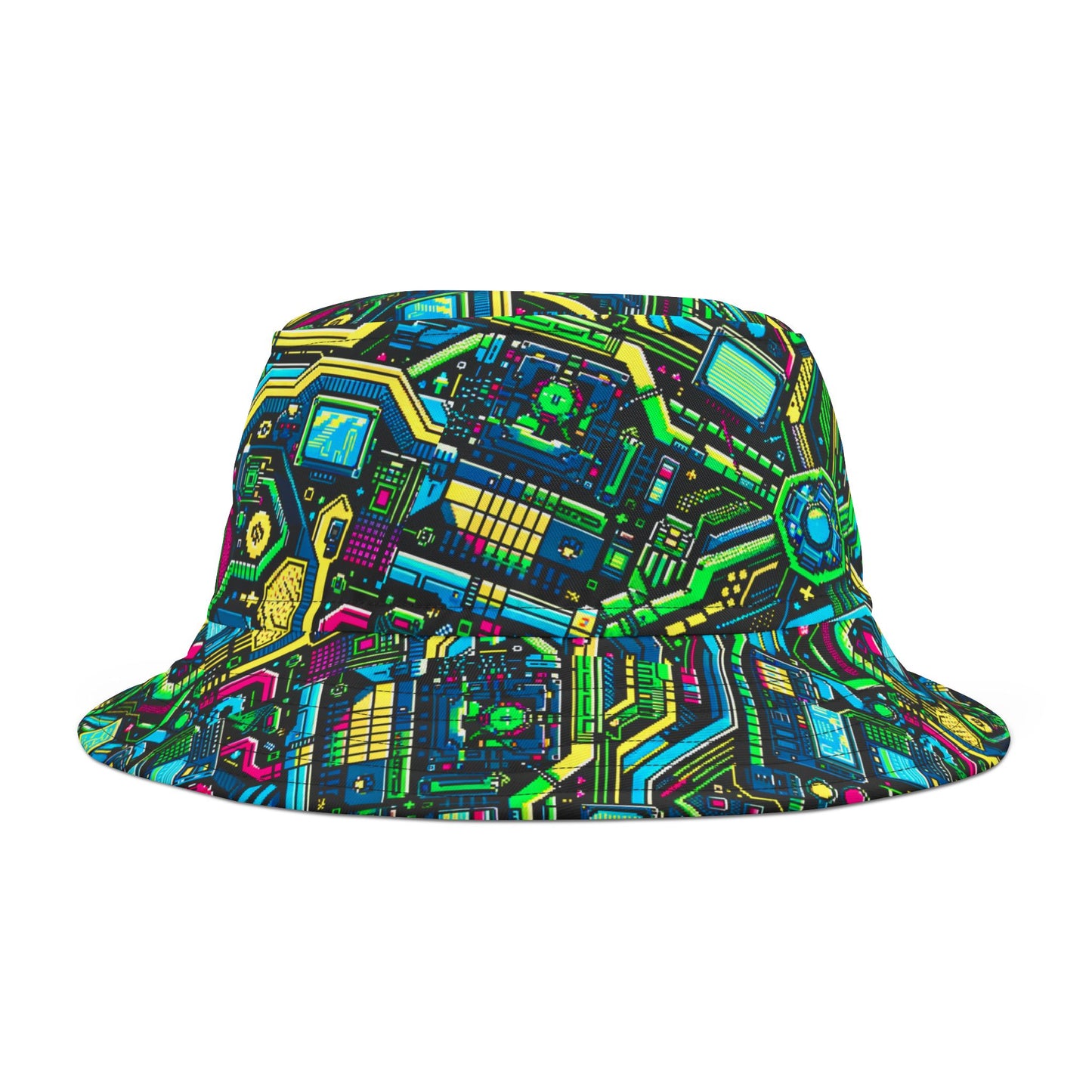 Digital Nomad Chic Cyberpunk Tech Bucket Hat - 8404 Design-43