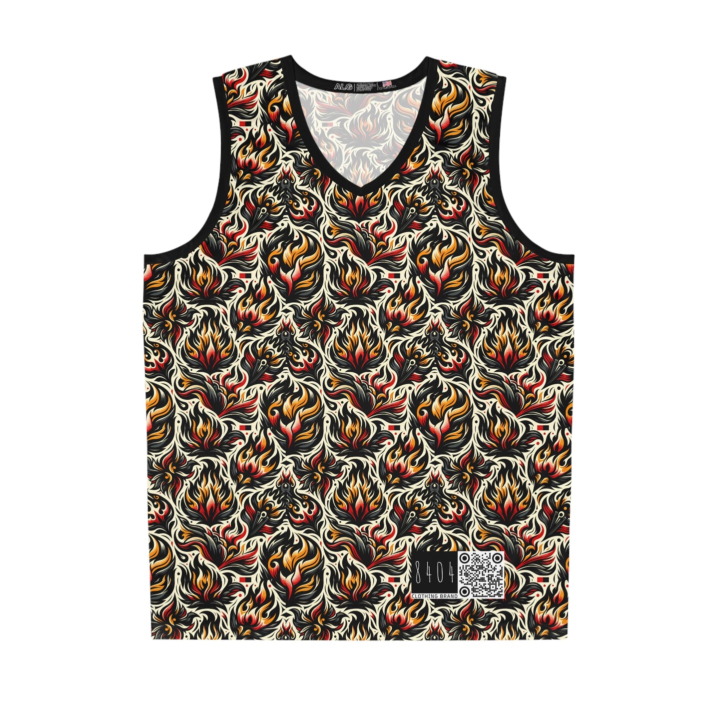 Fire & Flames Bold Streetwear Statement Basketball Jersey - 8404 Design-57