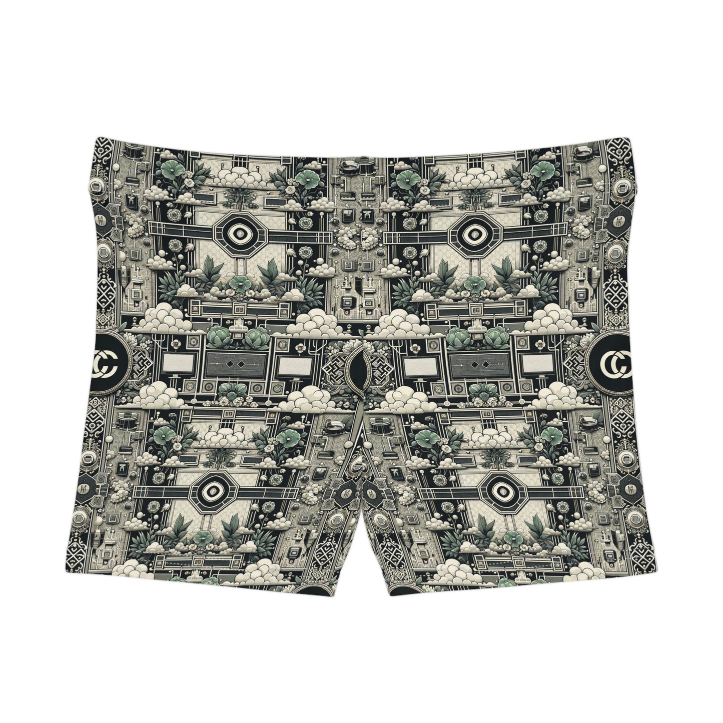 Cyber Garden Party Tech Garden Extravaganza Women's Shorts - 8404 Design-54