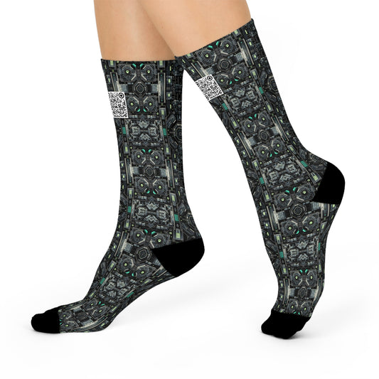 Tech Noir Tech-Forward Minimalism Cushioned Crew Socks - 8404 Design-52