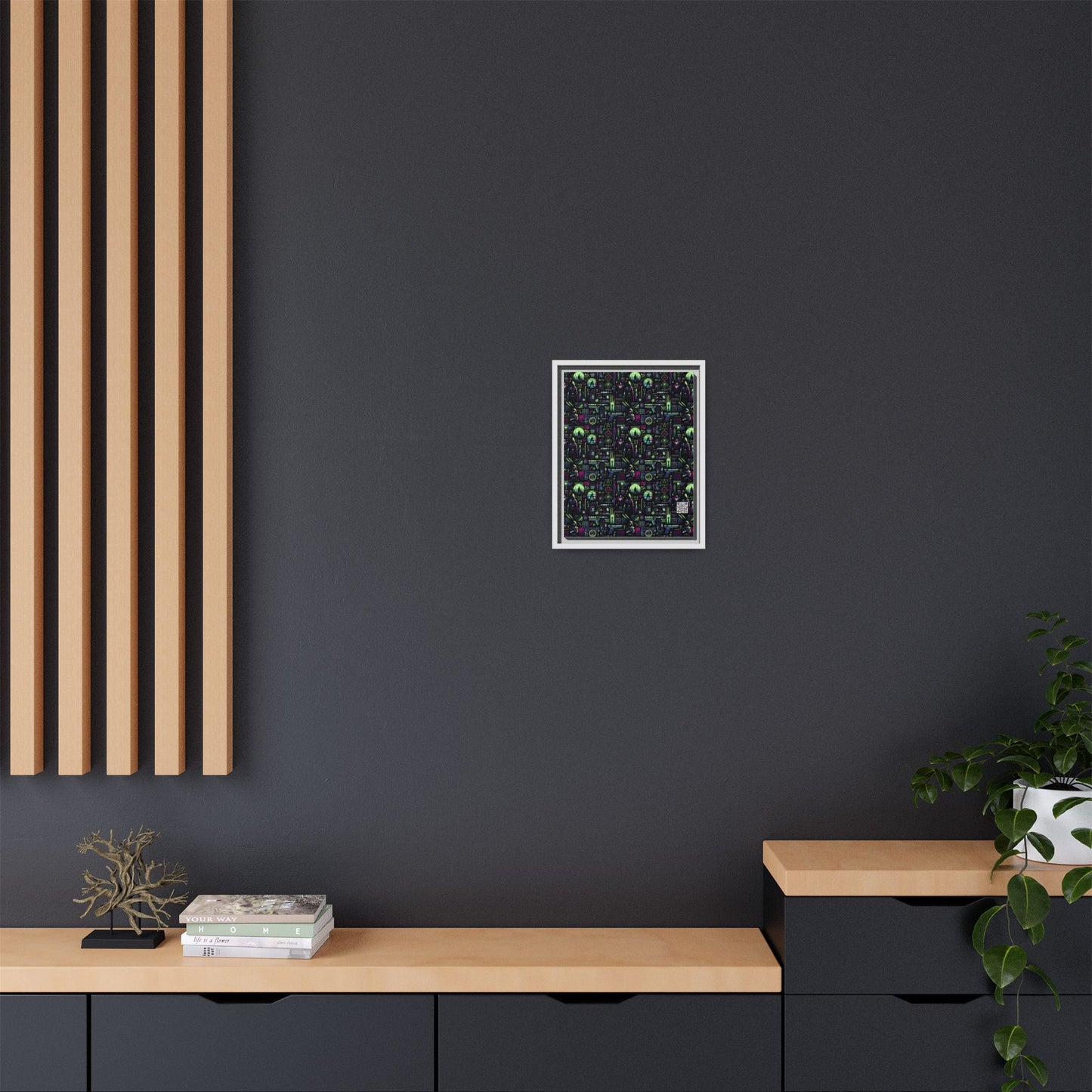Tech Noir Futuristic Cyberpunk Matte Canvas, Framed (multi-Color) - 8404 Design-63 A