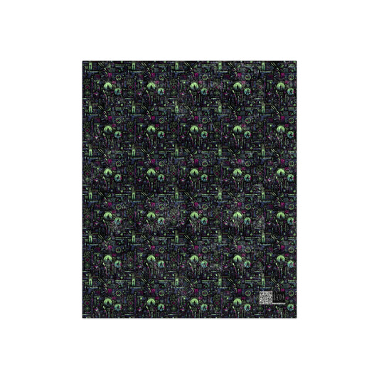Tech Noir Futuristic Cyberpunk Crushed Velvet Blanket - 8404 Design-63