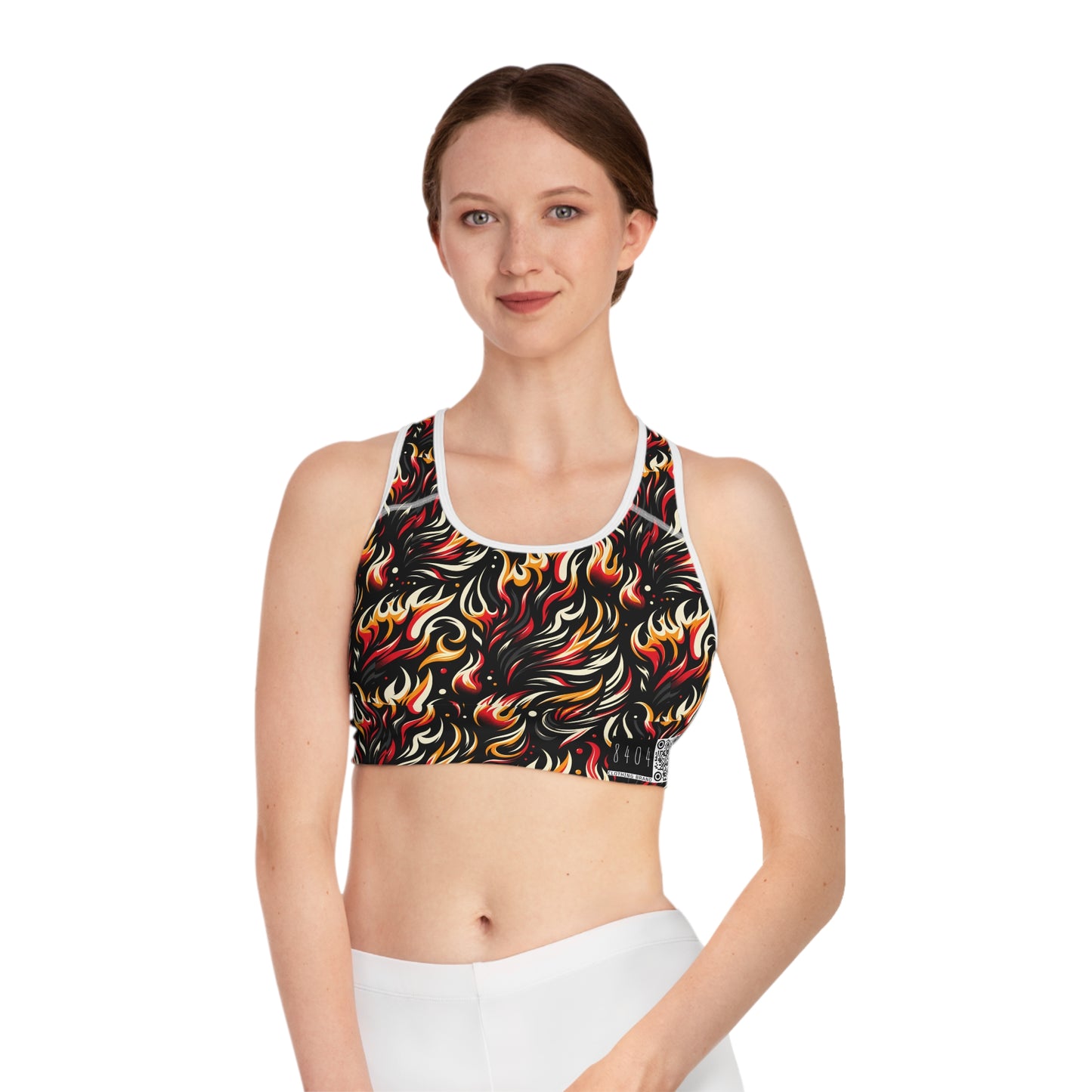Fire & Flames Bold Streetwear Statement Sports Bra - 8404 Design-60