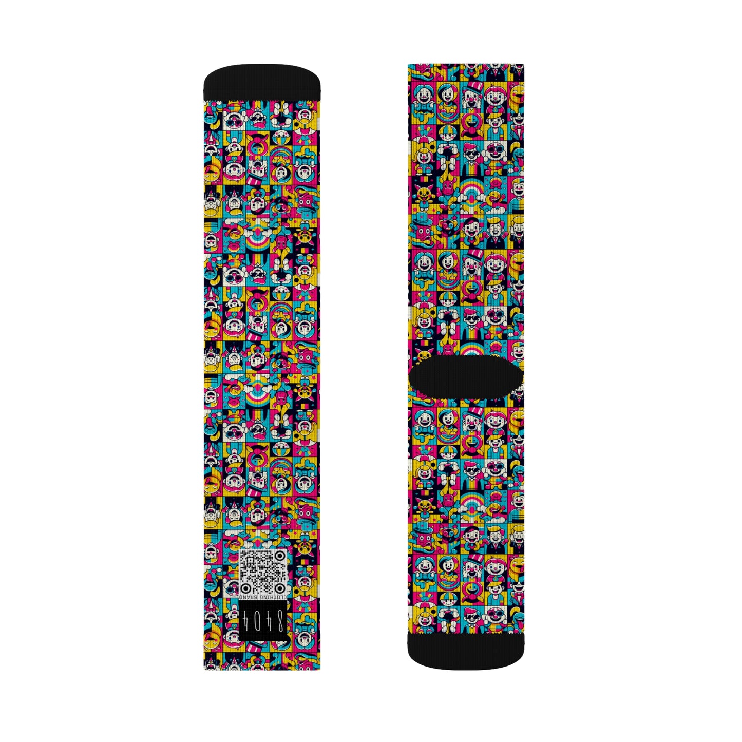 Neon Pop Playful Pop Culture Mashup Sublimation Socks - 8404 Design-60
