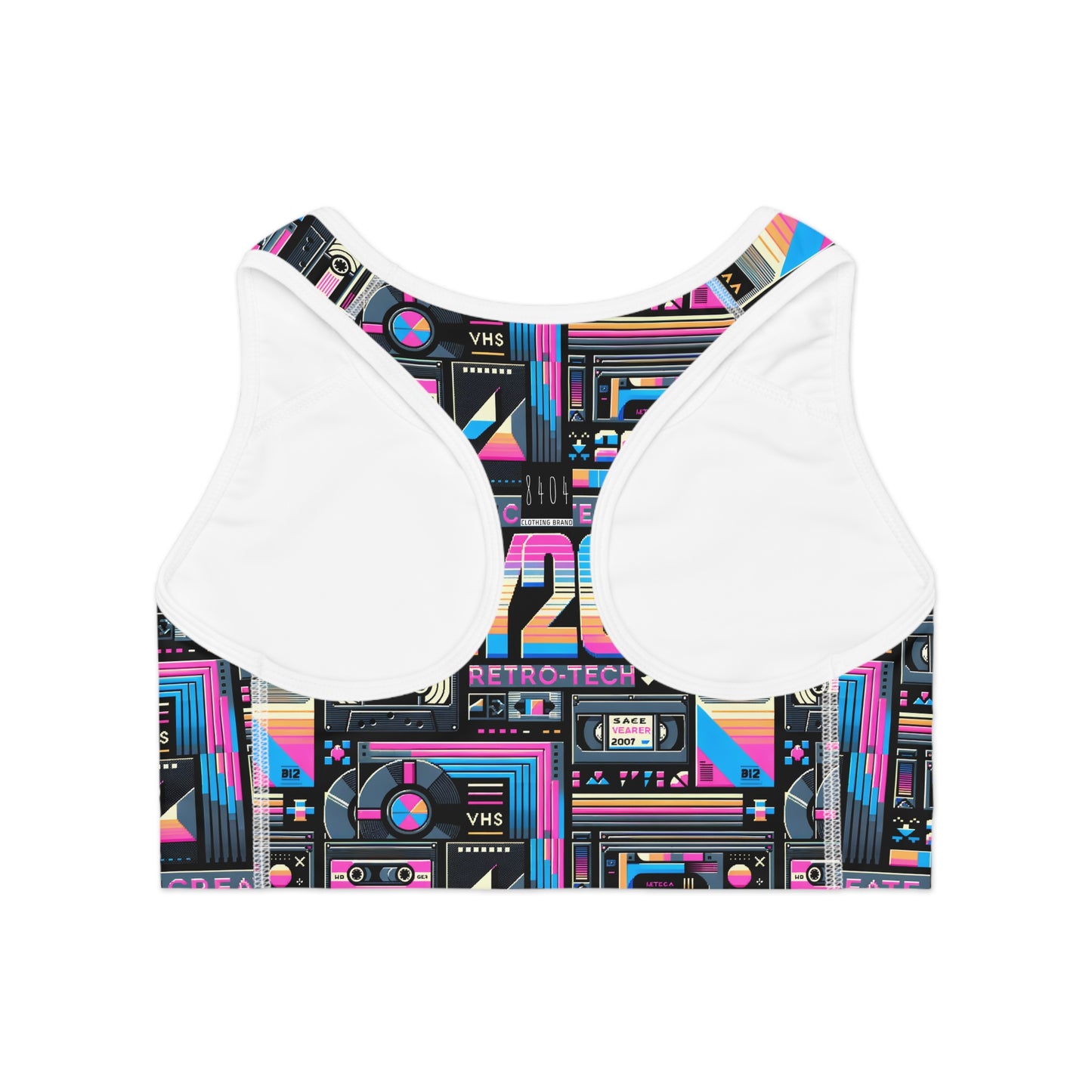 Digital Nostalgia Tech-Inspired Retro Fusion Sports Bra - 8404 Design-65