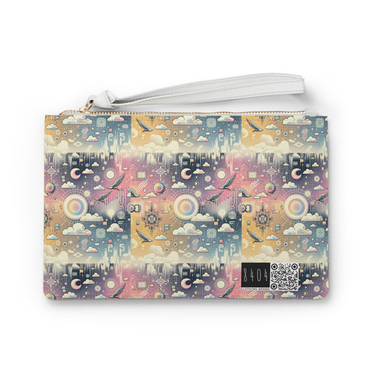Digital Dreamland Whimsical and Nostalgic Streetwear With a Digital Twist Clutch Bag - 8404 Design-69