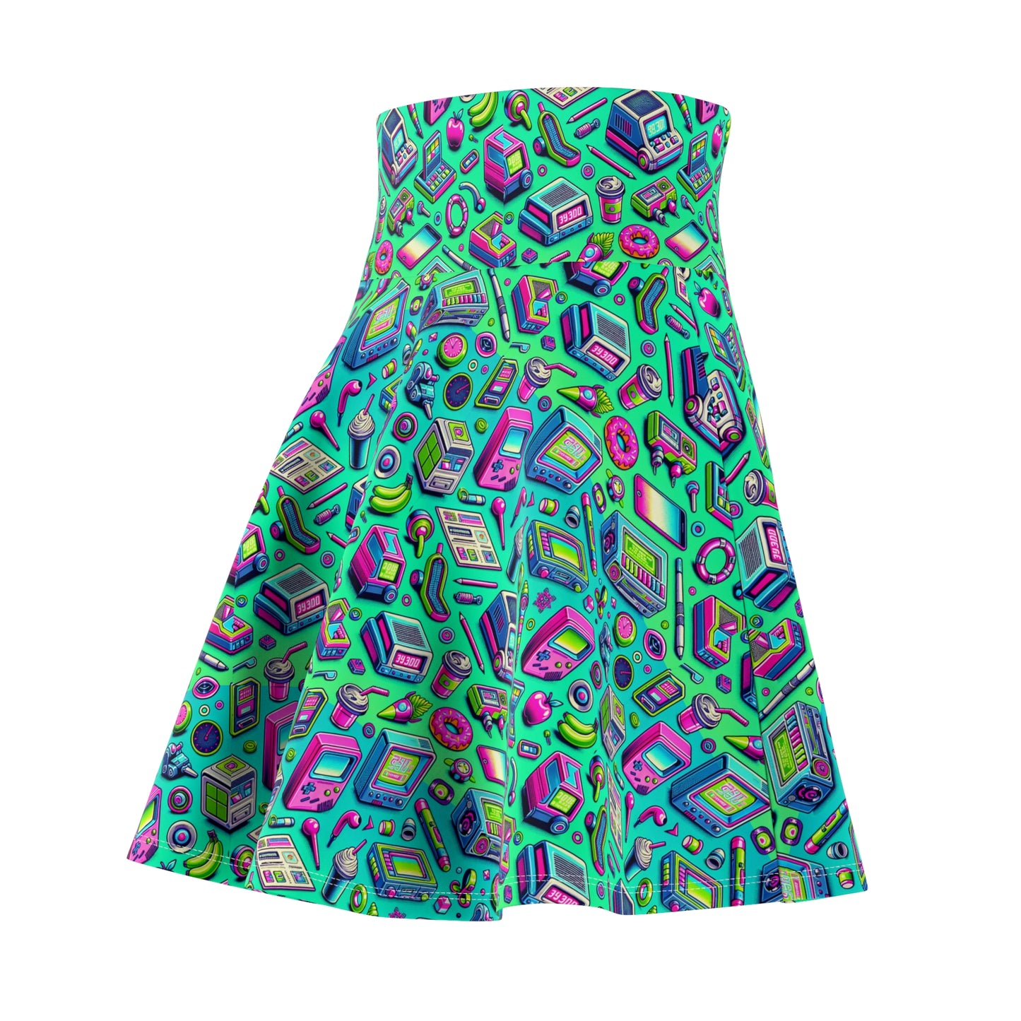 Y2k Revival Nostalgic Futurism Women's Skater Skirt - 8404 Design-48