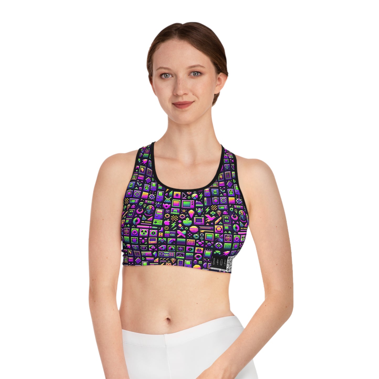 Digital Nostalgia Remix Modern Vintage Fusion Sports Bra - 8404 Design-49