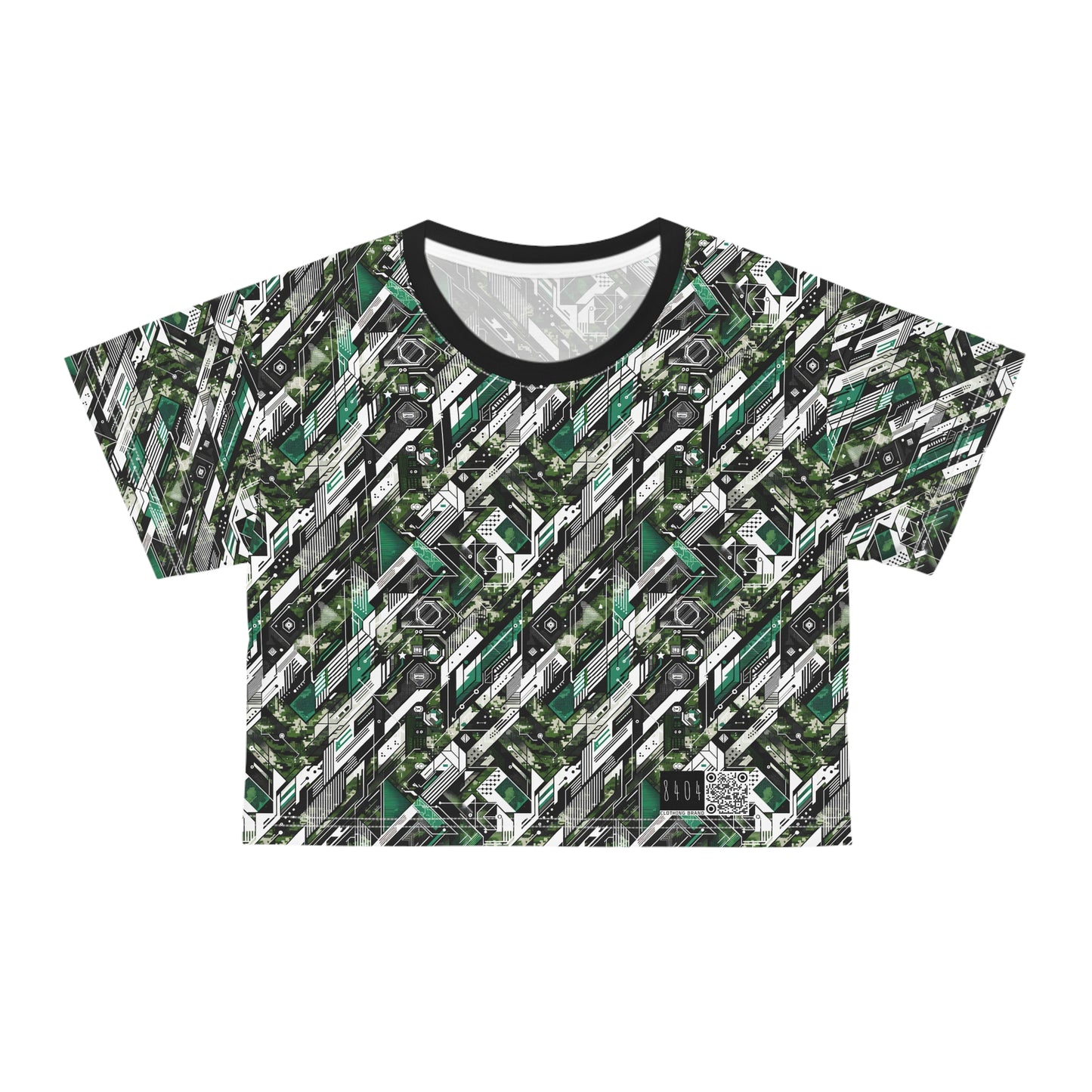 Tech Camo Fusion Tech-Forward Streetwear With a Futuristic Edge Crop Tee - 8404 Design-63