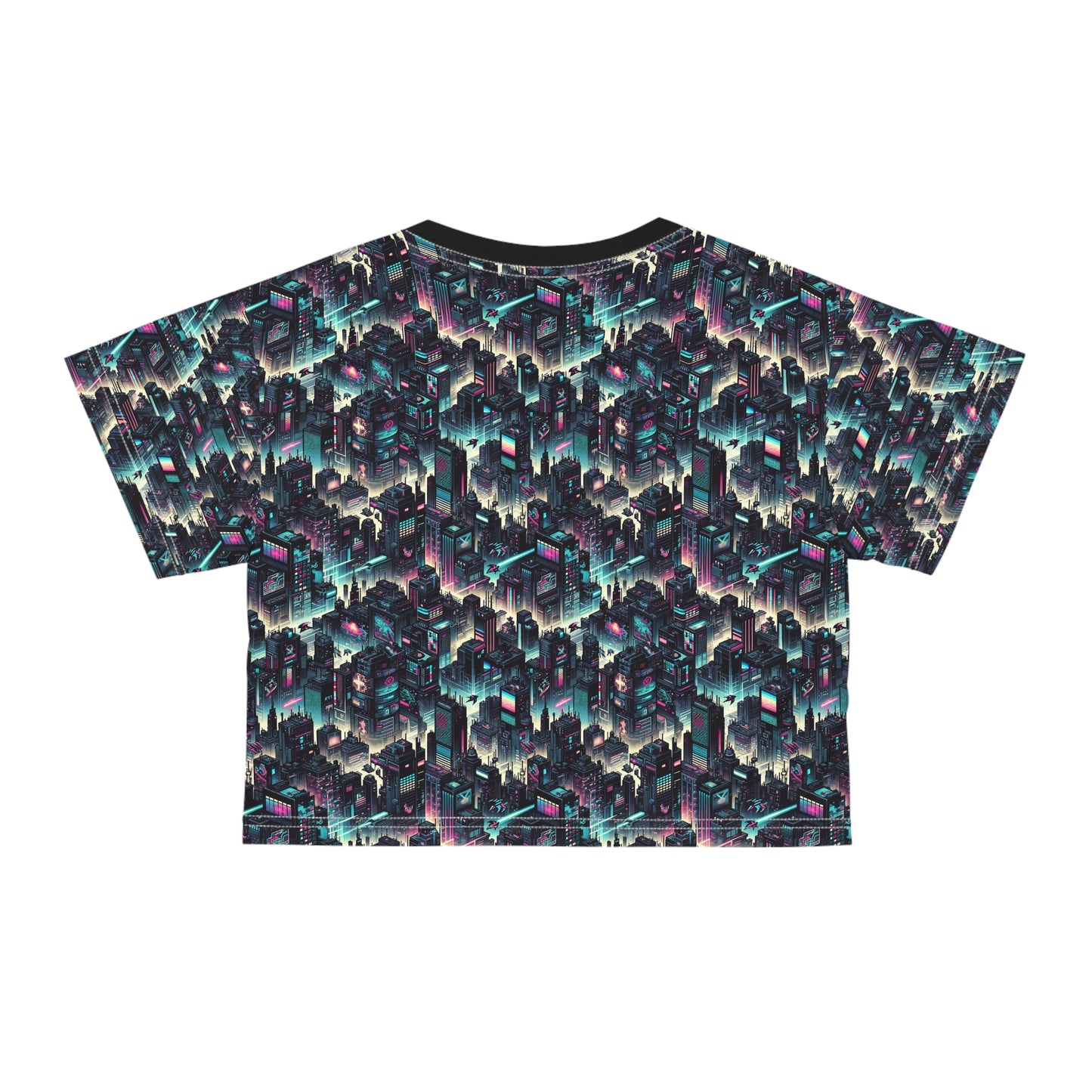 Digital Rebellion Tech-Inspired Streetwear Crop Tee - 8404 Design-51