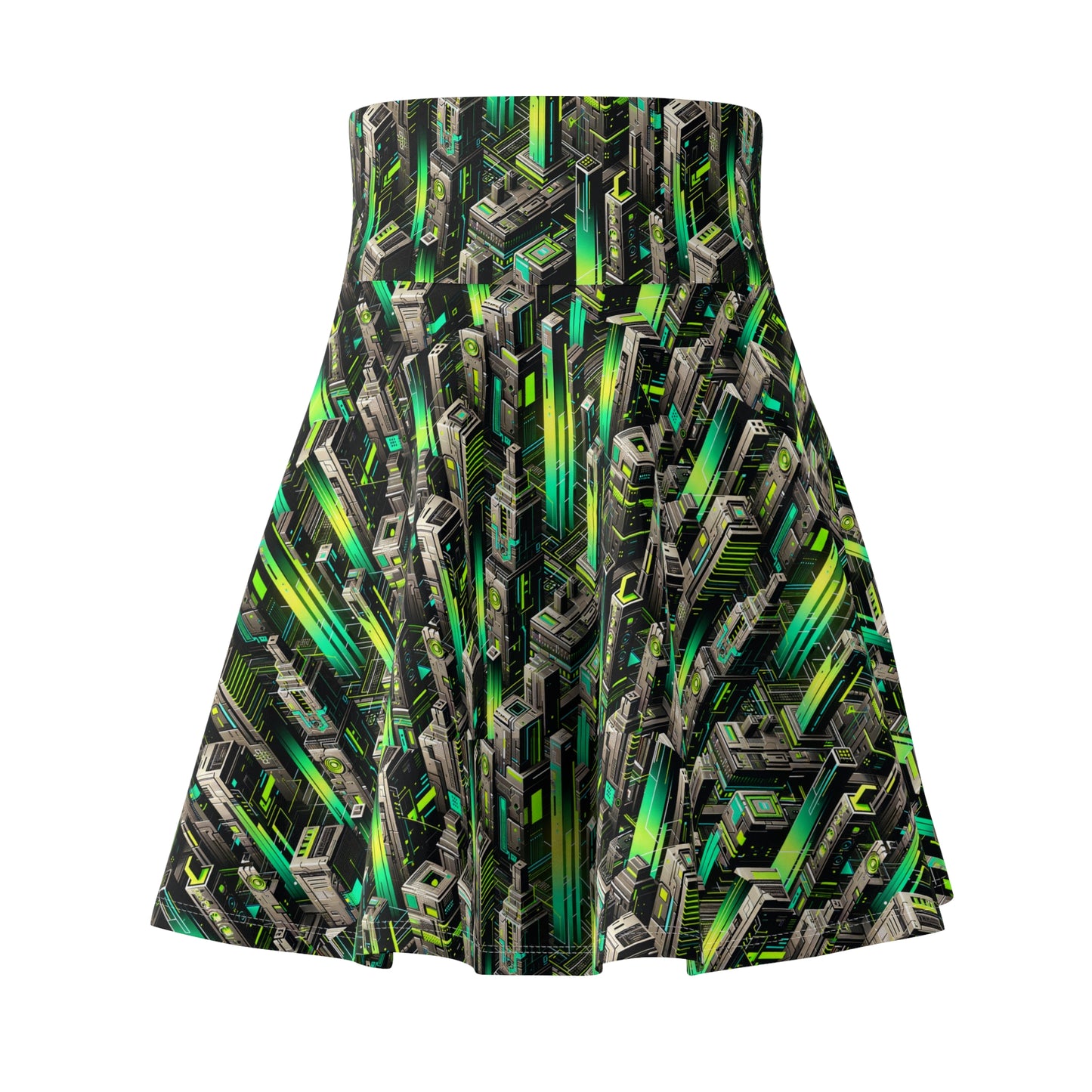 Digital Rebellion Tech-Forward Streetwear Women's Skater Skirt - 8404 Design-63