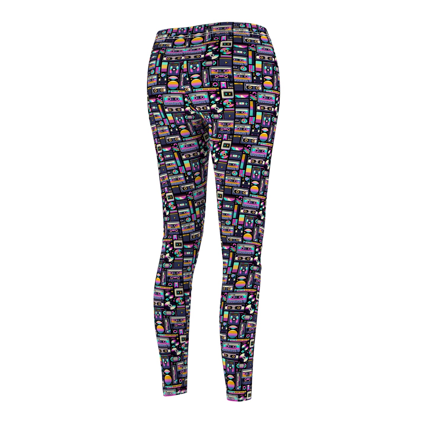 Digital Nostalgia Tech-Inspired Retro Fusion Women's Cut & Sew Casual Leggings - 8404 Design-48