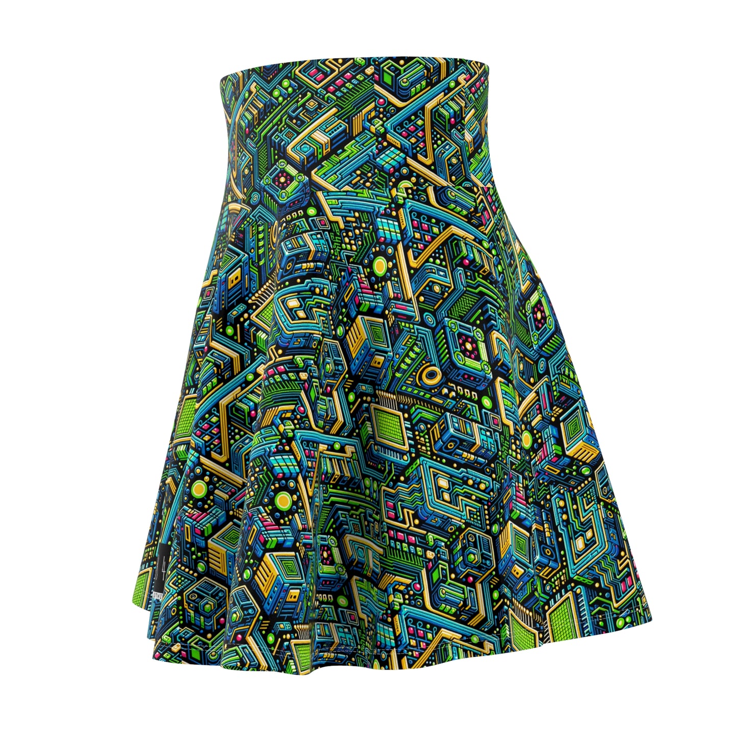 Digital Nomad Chic Cyberpunk Tech Women's Skater Skirt - 8404 Design-47