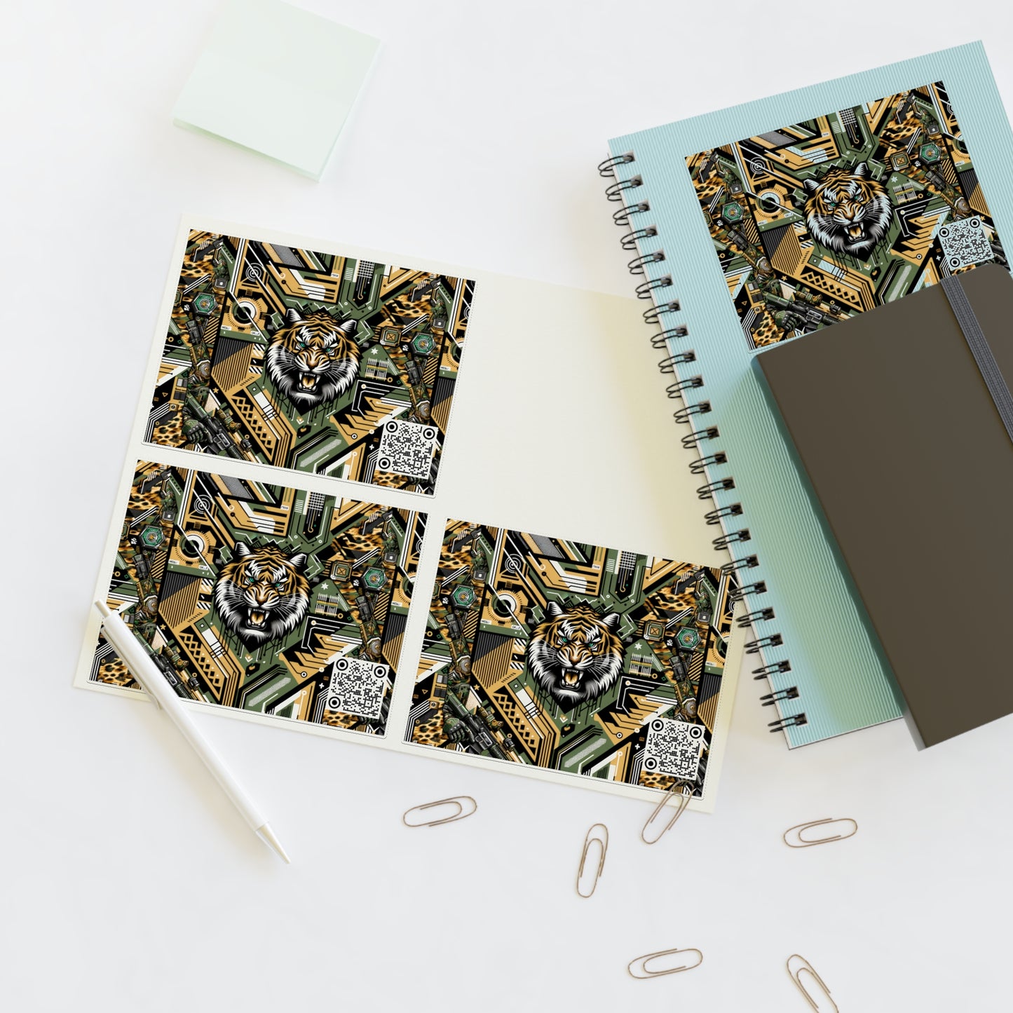 Neo-Camo Fusion Tech-Forward Streetwear Sticker Sheets - 8404 Design-58