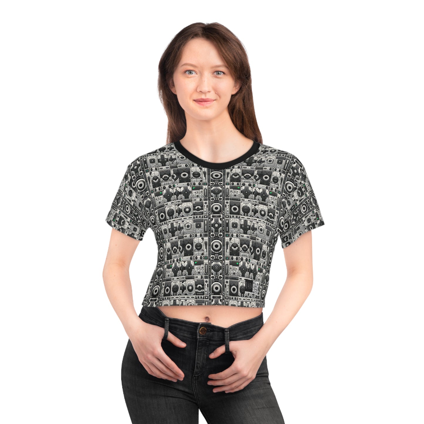 Tech Utility Aesthetics Tech-Forward Minimalism Crop Tee - 8404 Design-60