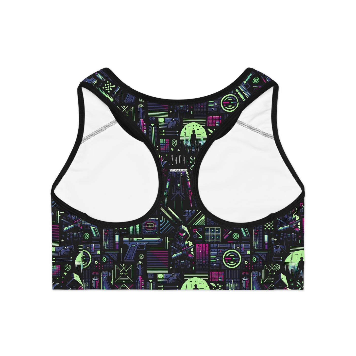 Tech Noir Futuristic Cyberpunk Sports Bra - 8404 Design-63