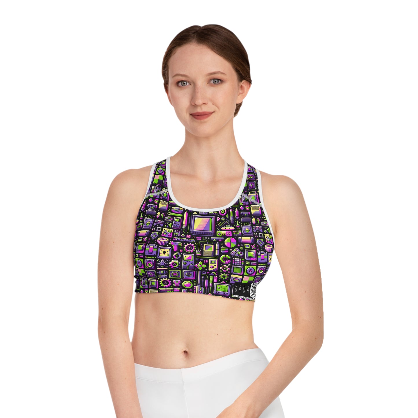 Digital Nostalgia Remix Modern Vintage Fusion Sports Bra - 8404 Design-67