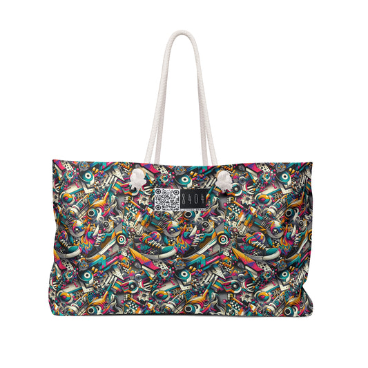 Urban Graffiti Fusion Eclectic Street Art Meets Modern Tech Culture Weekender Bag - 8404 Design-55