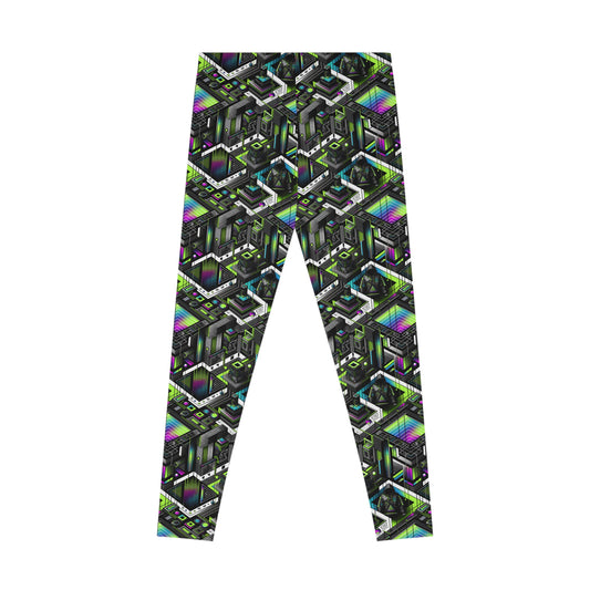 Retro Futurism Graphics Tech-Forward Streetwear Stretch Leggings - 8404 Design-52