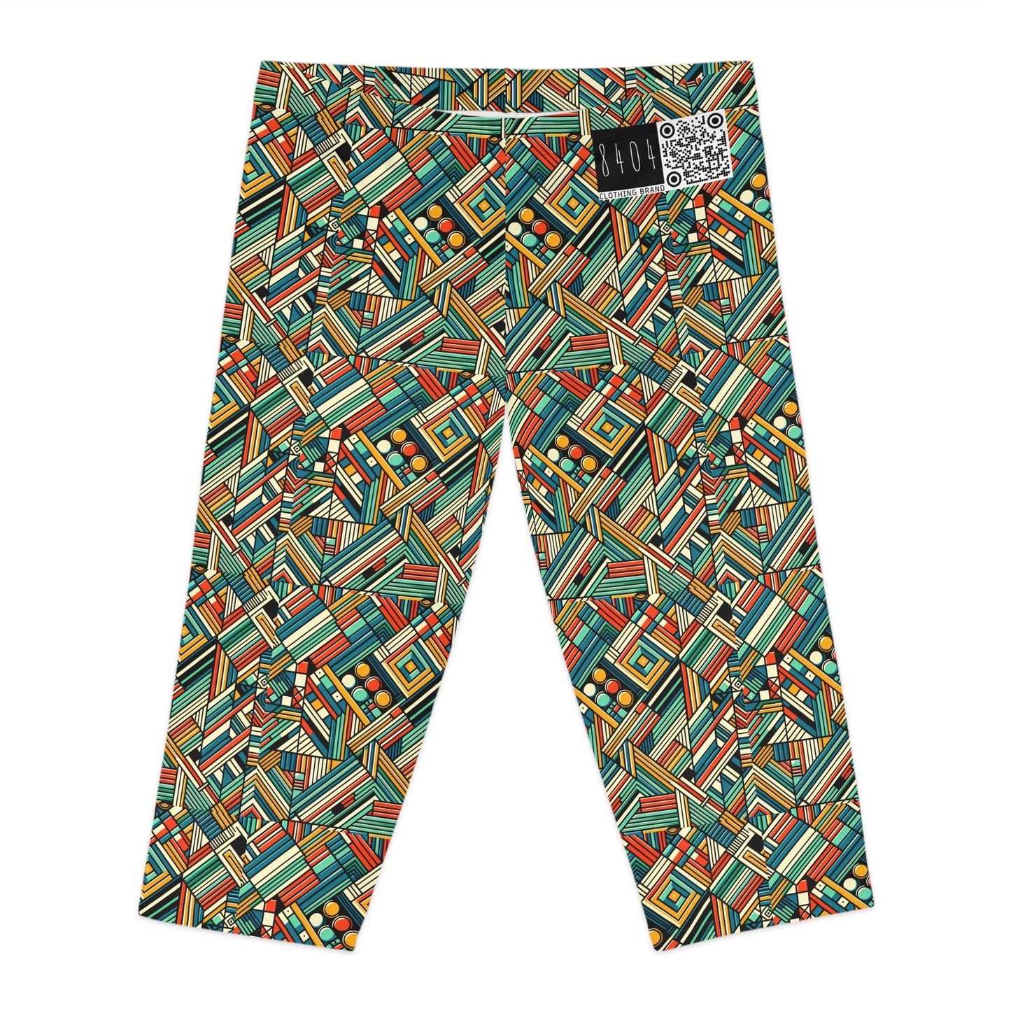 Abstract Graphic Art Modern Artistic Expression Women's Capri Leggings - 8404 Design-67