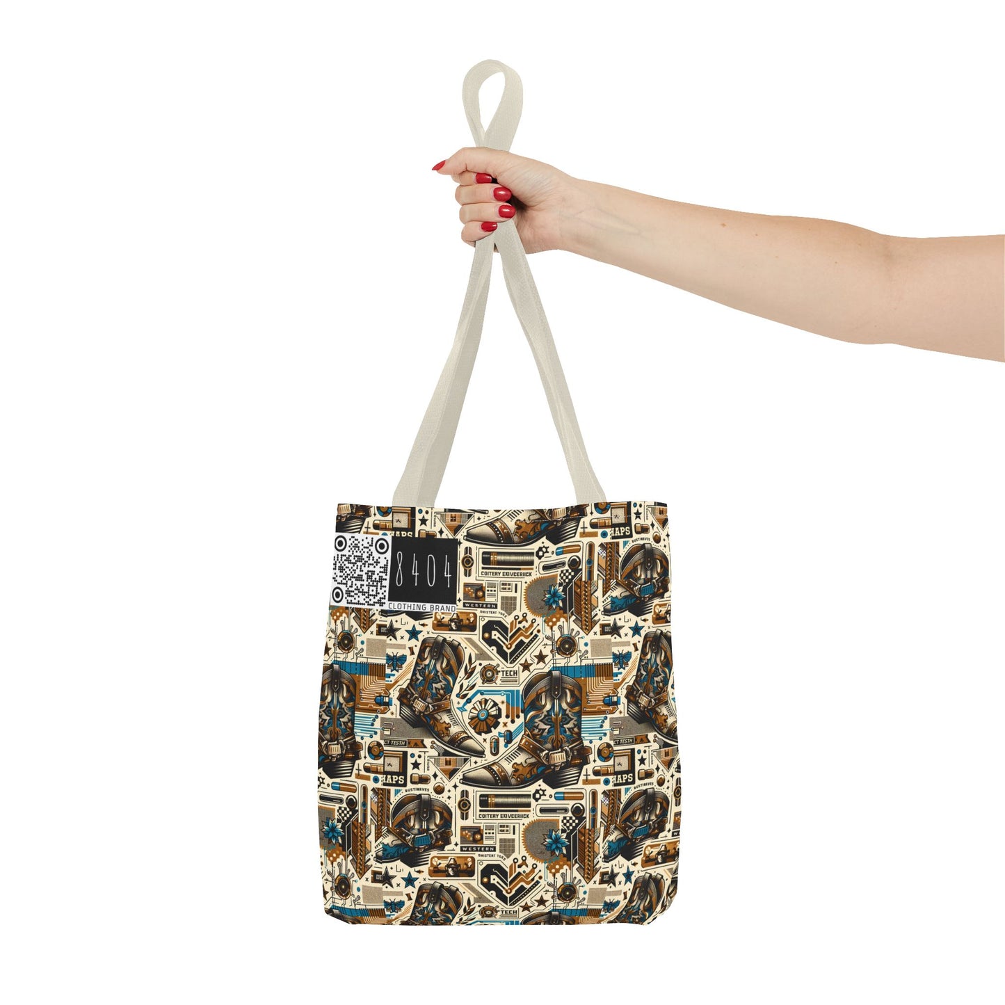 Digital Cowboy Chic Tech-Infused Western Fusion Tote Bag - 8404 Design-45