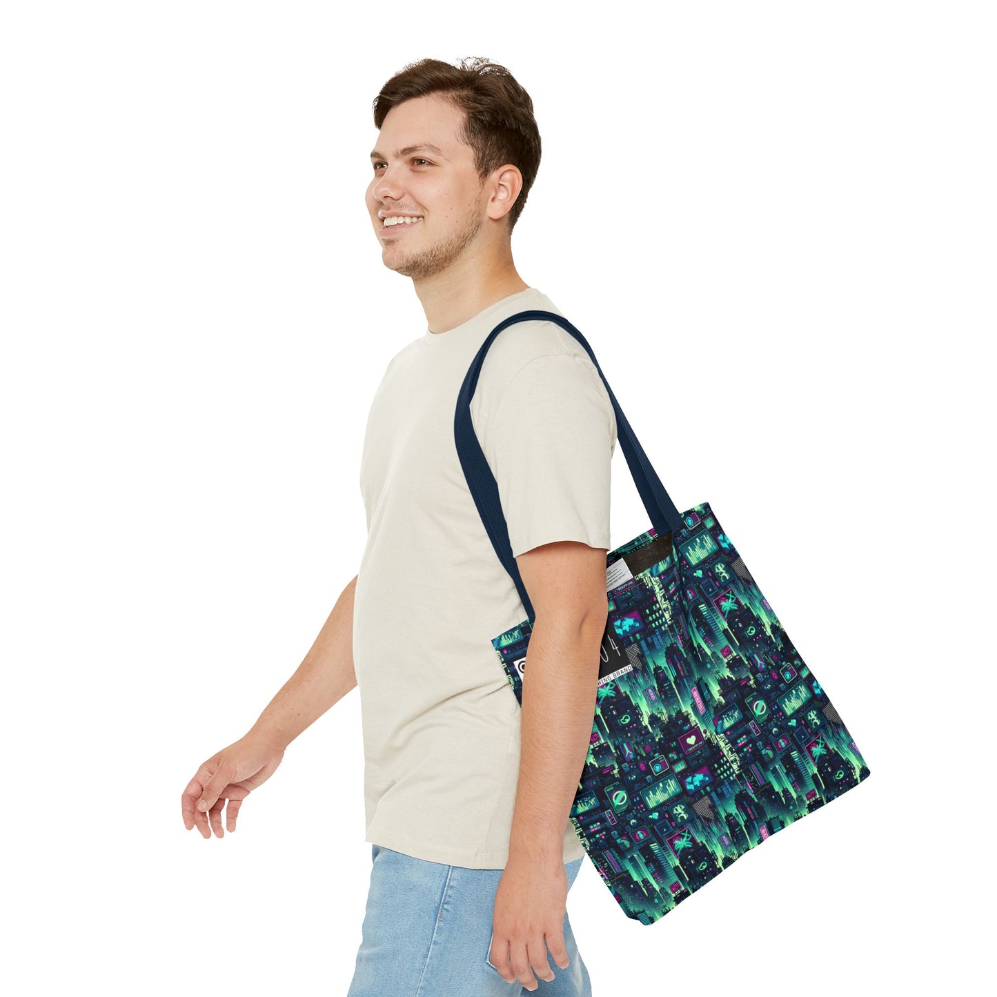 Tech Noir Graphics Futuristic Cyberpunk Tote Bag - 8404 Design-52