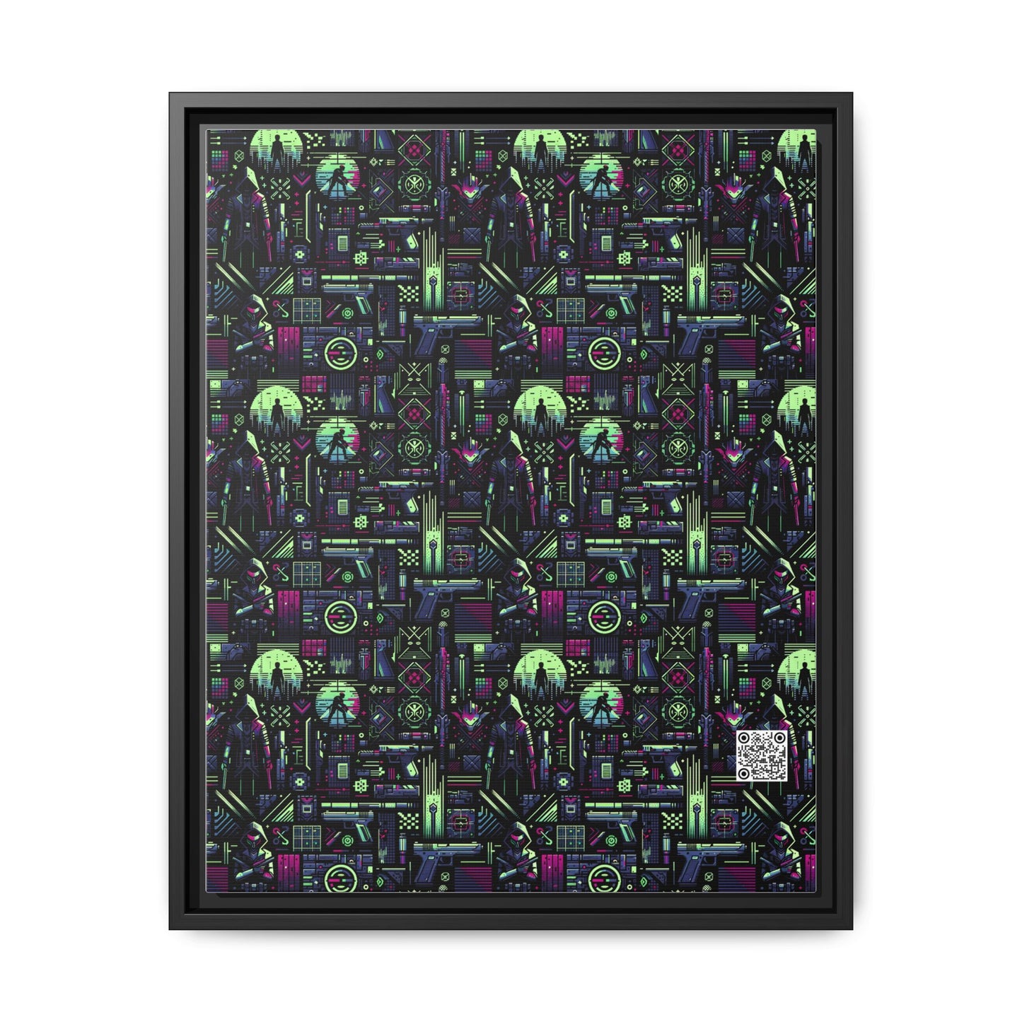 Tech Noir Futuristic Cyberpunk Matte Canvas, Framed (multi-Color) - 8404 Design-63 A