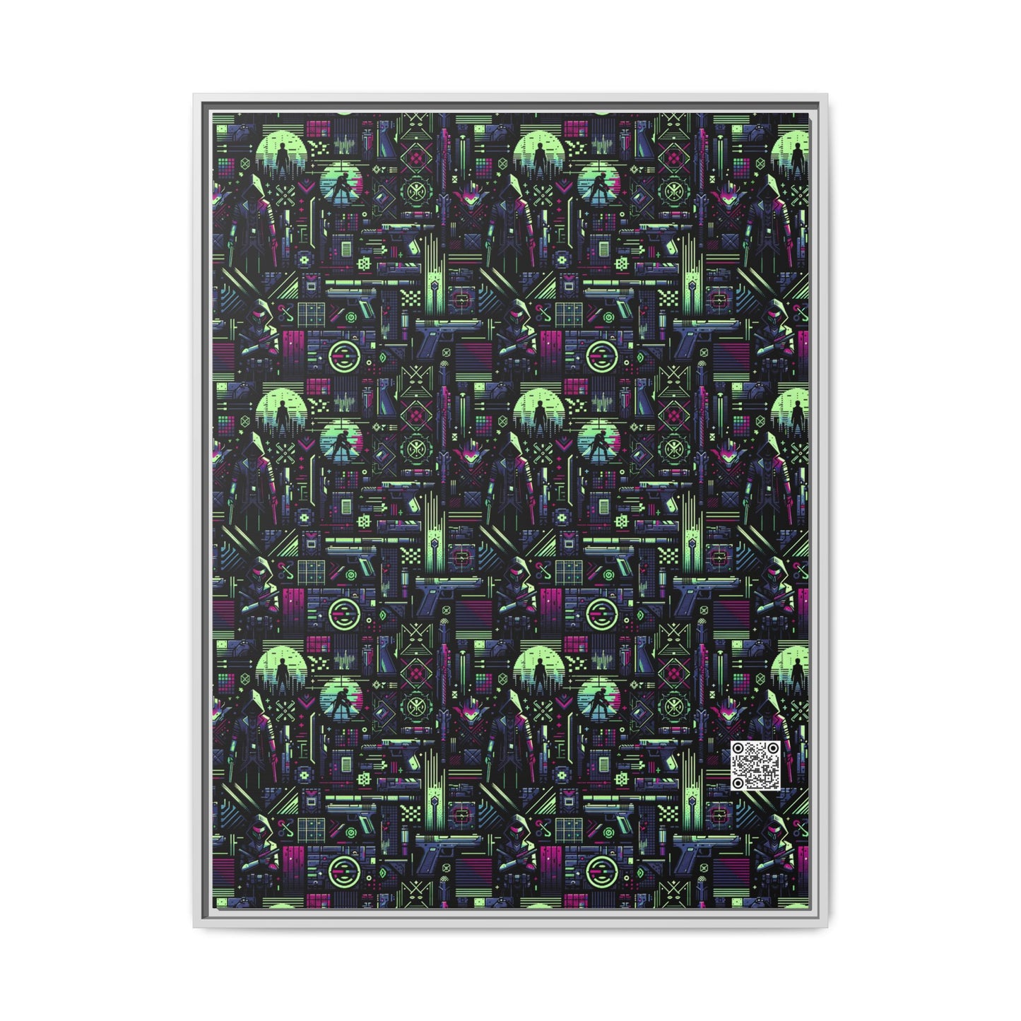 Tech Noir Futuristic Cyberpunk Matte Canvas, Framed (multi-Color) - 8404 Design-63 A