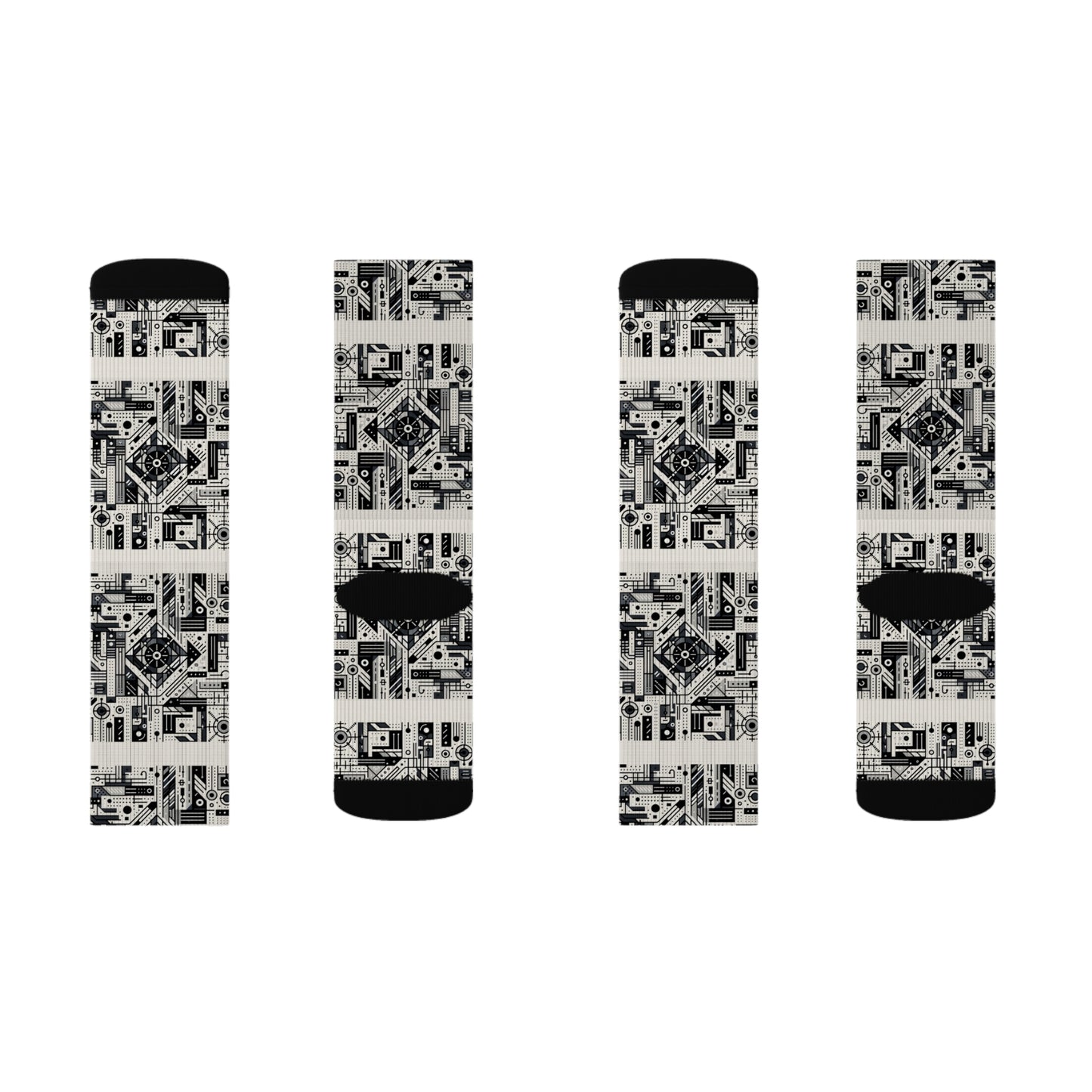 Digital Minimalism Minimalist Tech Sublimation Socks - 8404 Design-47