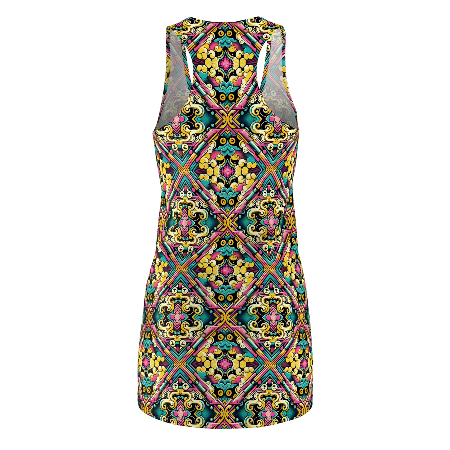 Neon Pop Art Revival Pop Culture Retro Women's Cut & Sew Racerback Dress - 8404 Design-59