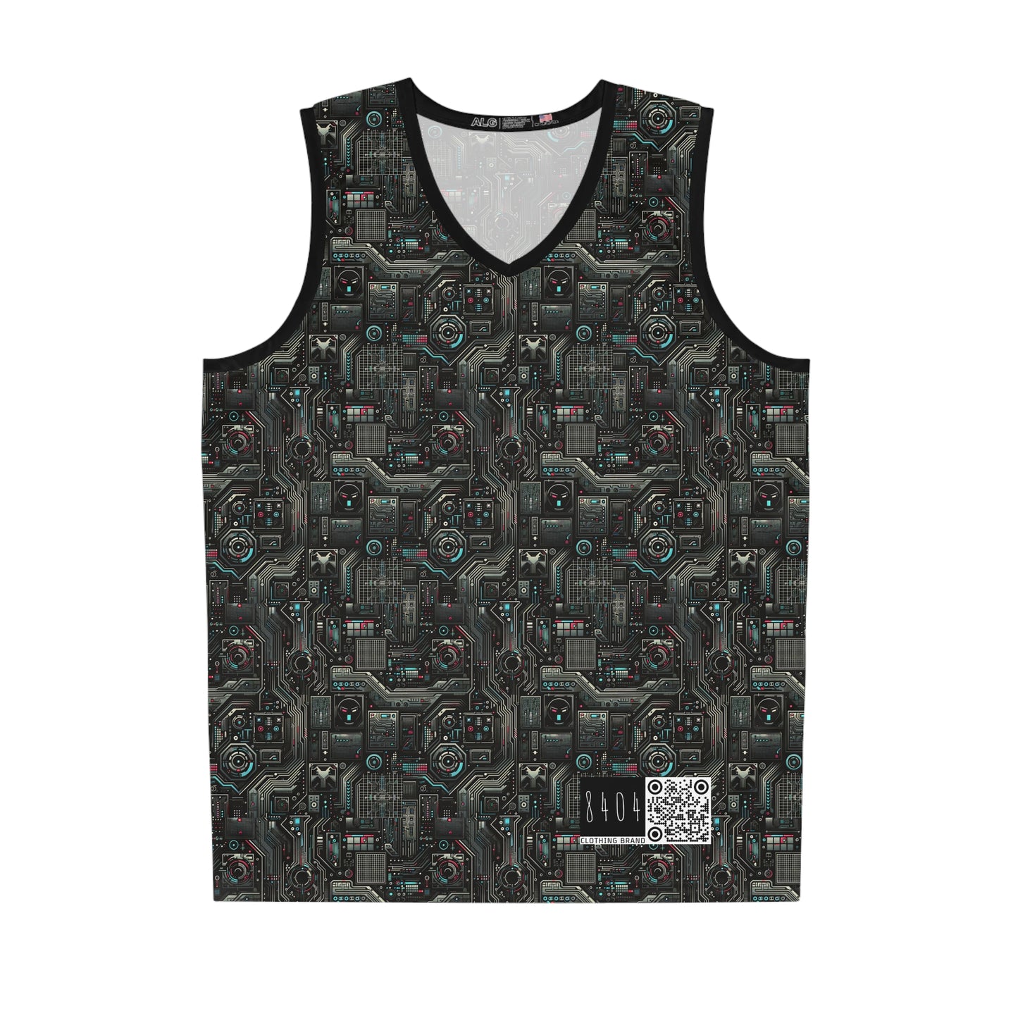 Tech Noir Aesthetics Sleek Tech Streetwear Basketball Jersey - 8404 Design-52